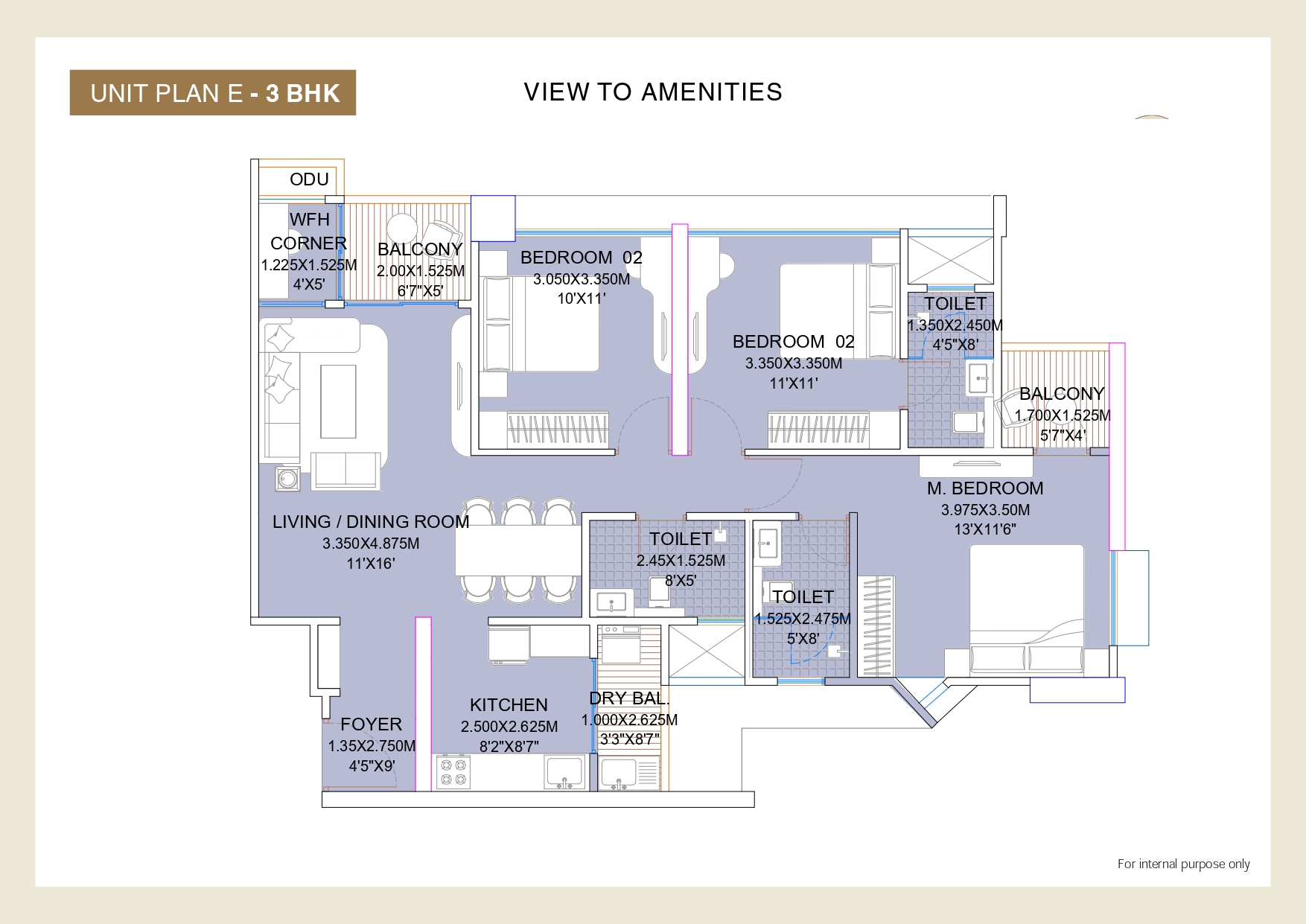 3 BHK floor plan